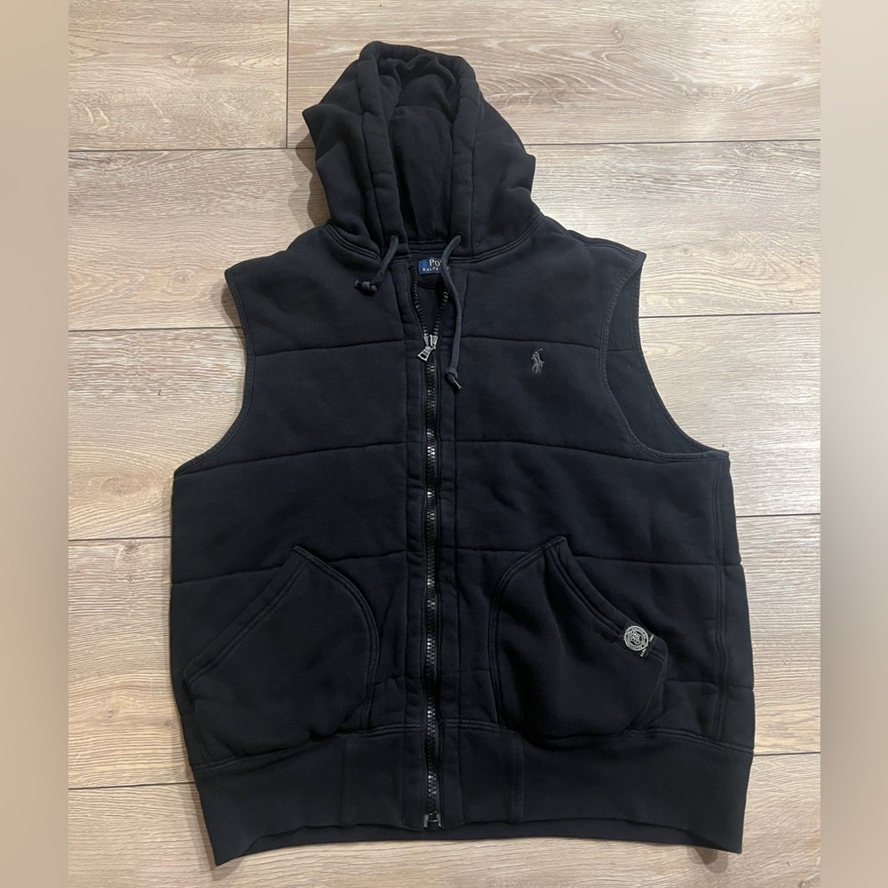 POLO Ralph Lauren Athletic Division Thermal Waffle Knit Insulated Black Vest L
